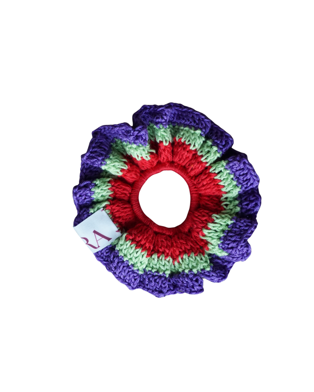 Bloom crochet scrunchie - Paars/groen/rood