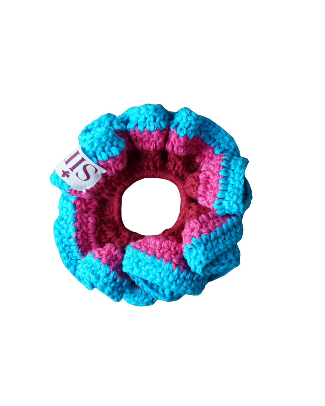 Bloom crochet scrunchie - Rood/roze/blauw