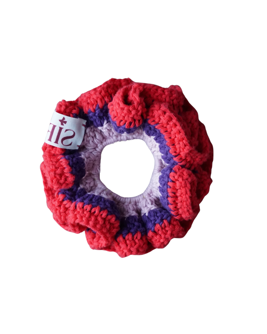 Bloom crochet scrunchie - Rood/paars/lila