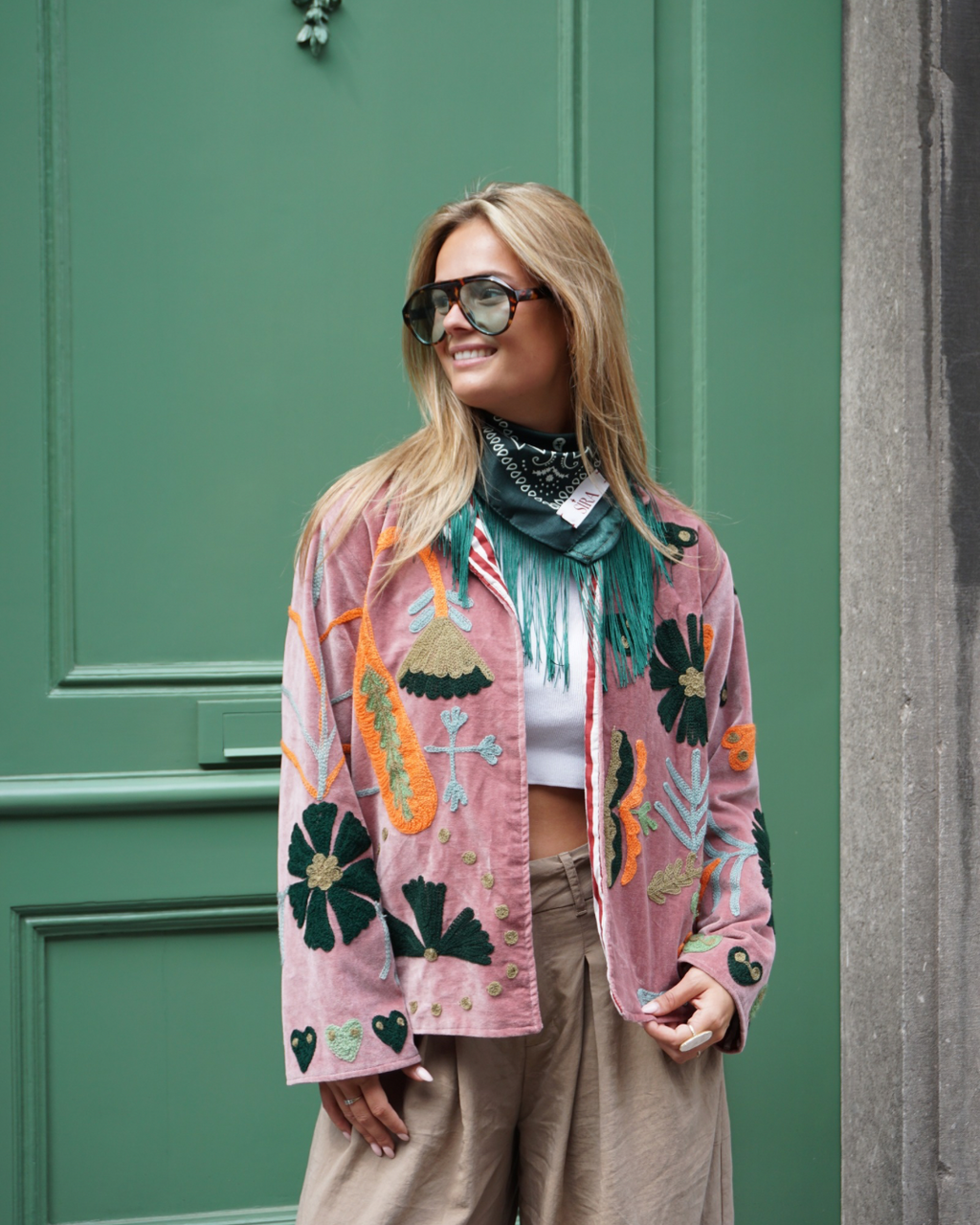 Suzani Velvet Jacket - Powder pink