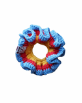 Bloom crochet scrunchie - Blauw/rood/geel