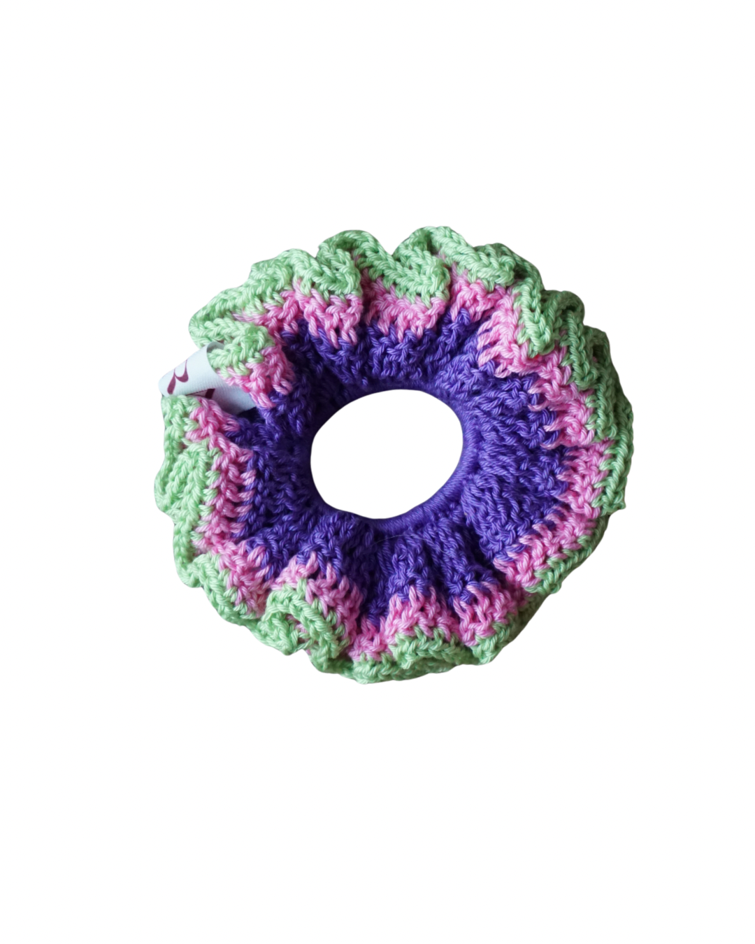Bloom crochet scrunchie - Groen/roze/paars