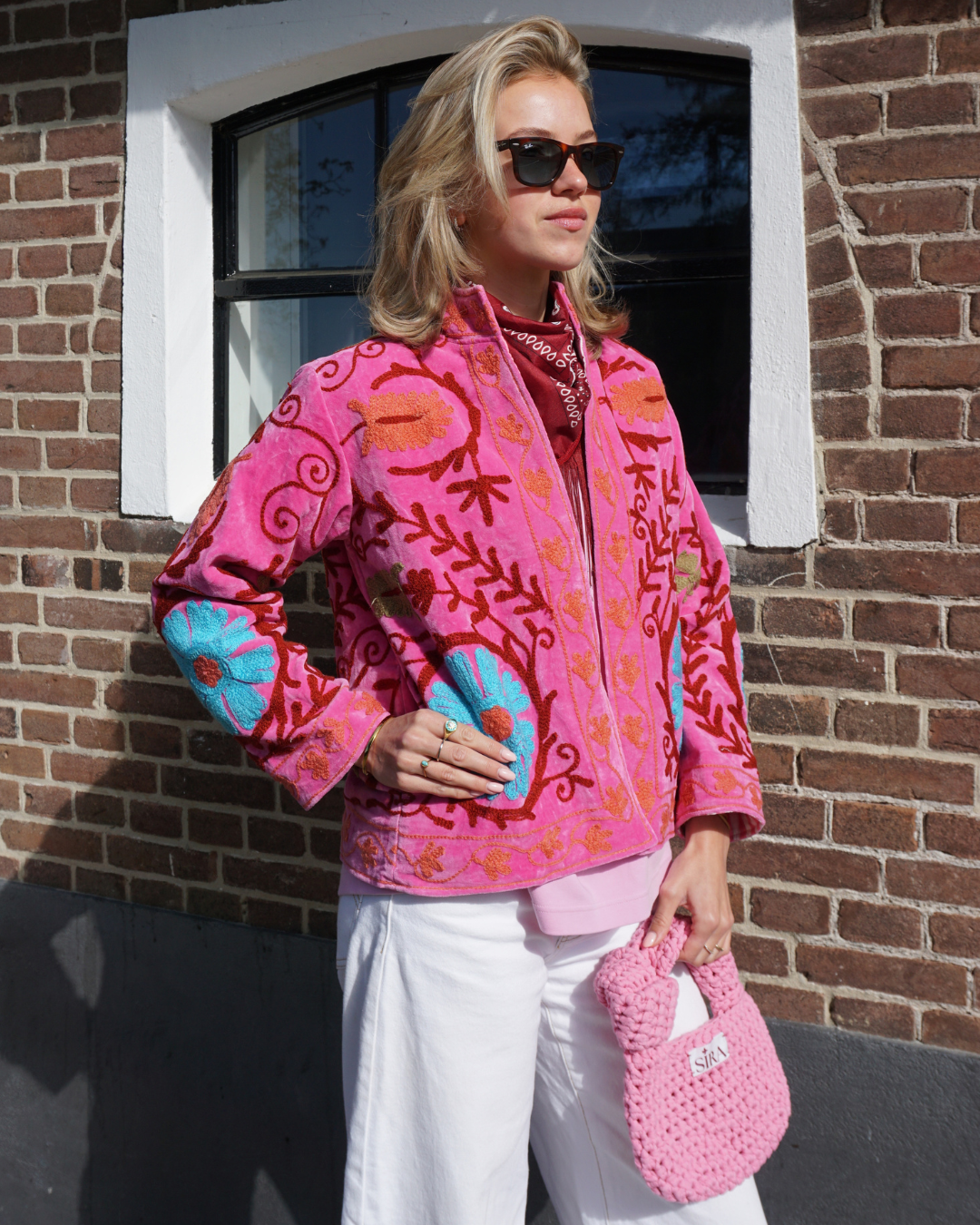 Nila Fringe bandana - Donkerrood