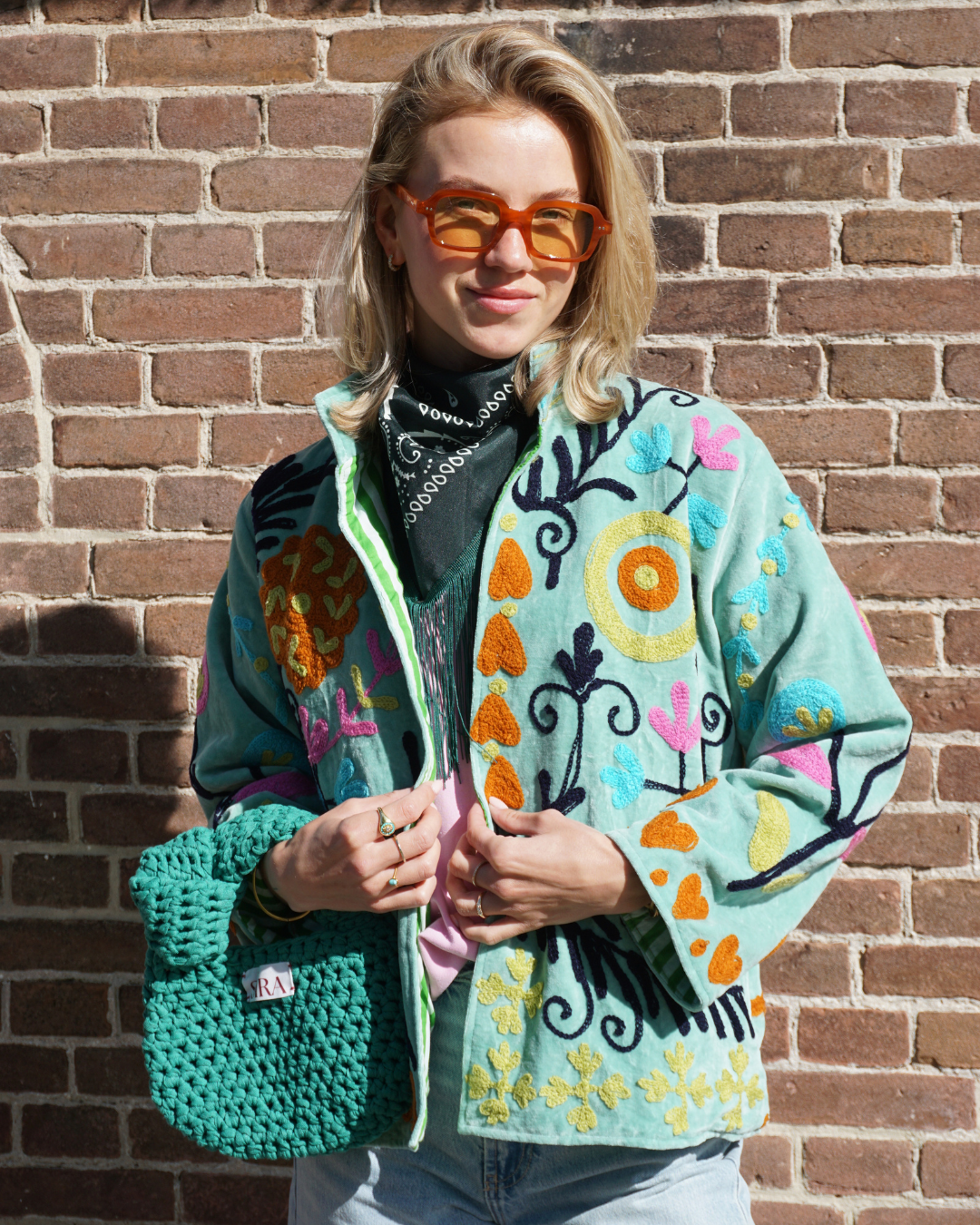 Suzani Velvet Jacket - Minty blue