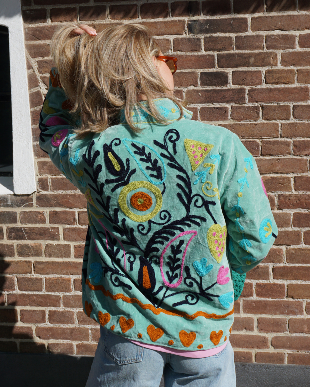 Suzani Velvet Jacket - Minty blue