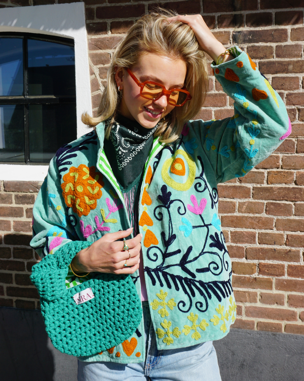 Suzani Velvet Jacket - Minty blue