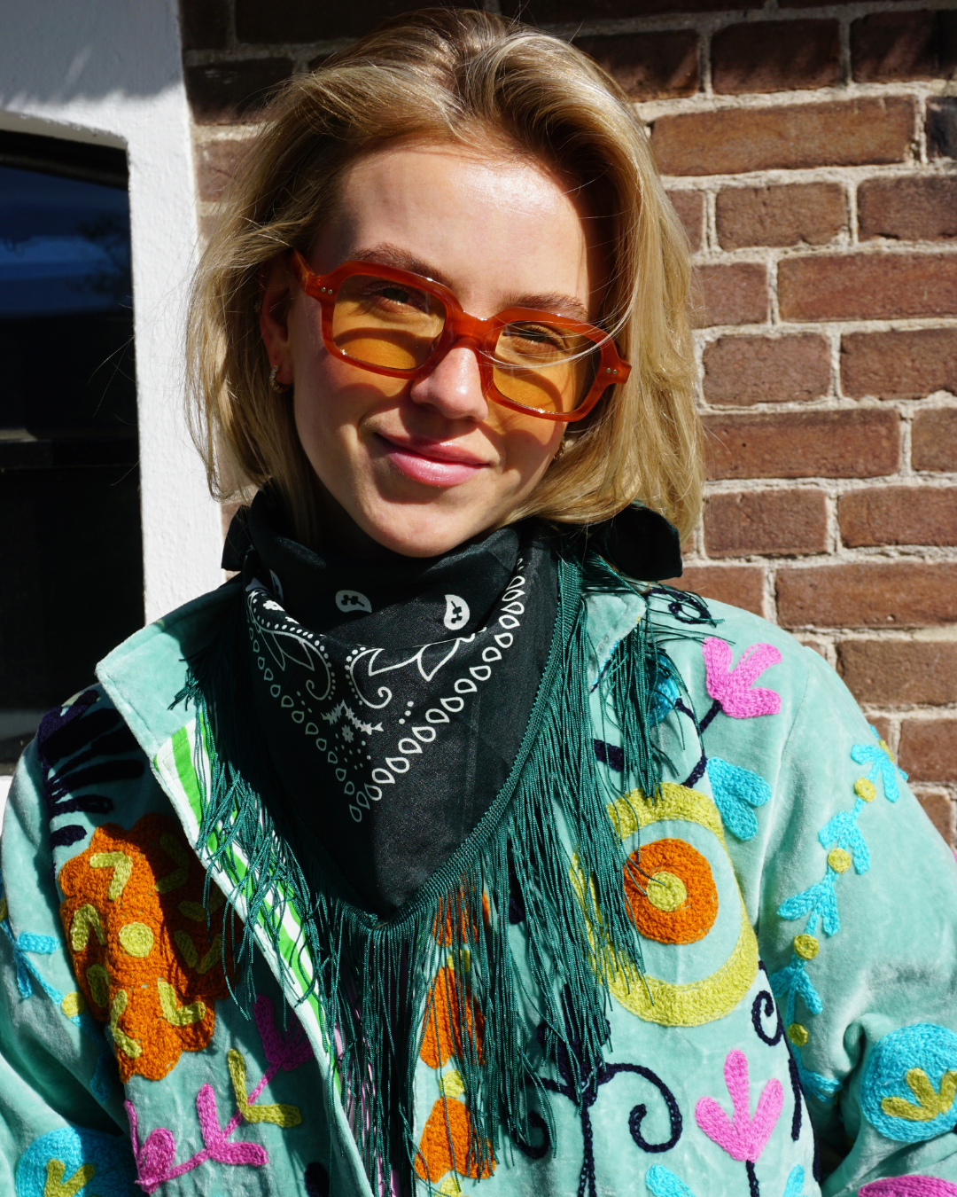 Nila Fringe bandana - Donkergroen
