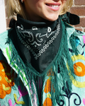Nila Fringe bandana - Donkergroen