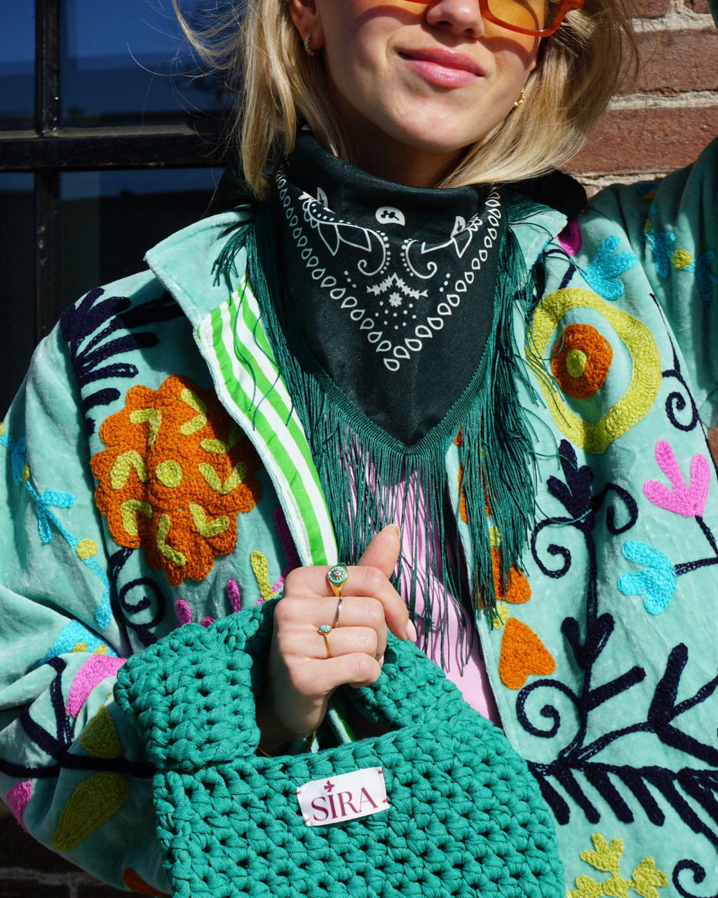 Suzani Velvet Jacket - Minty blue