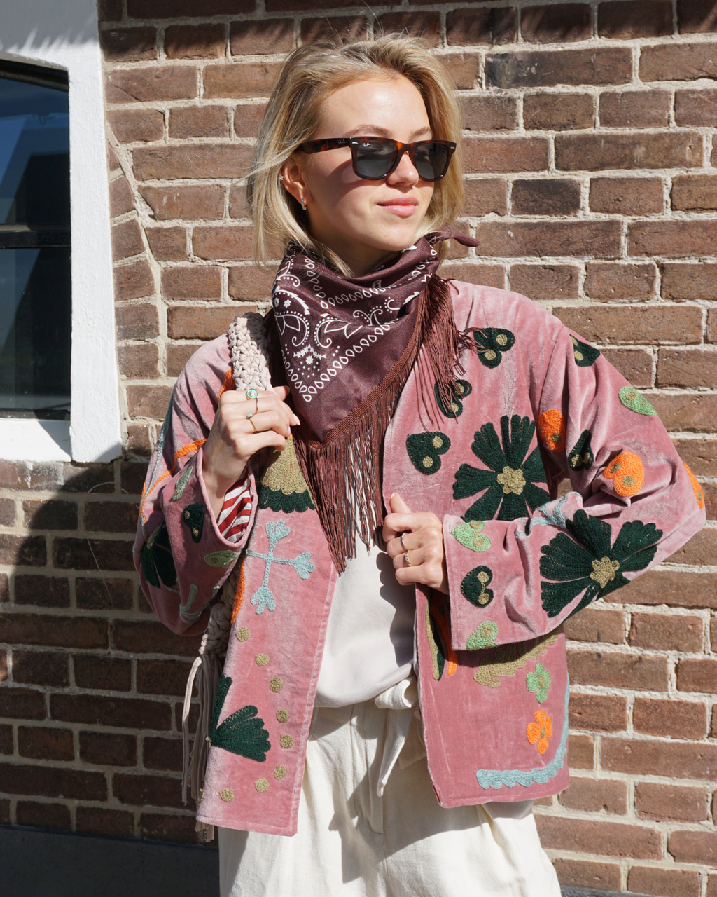 Nila Fringe bandana - Bruin