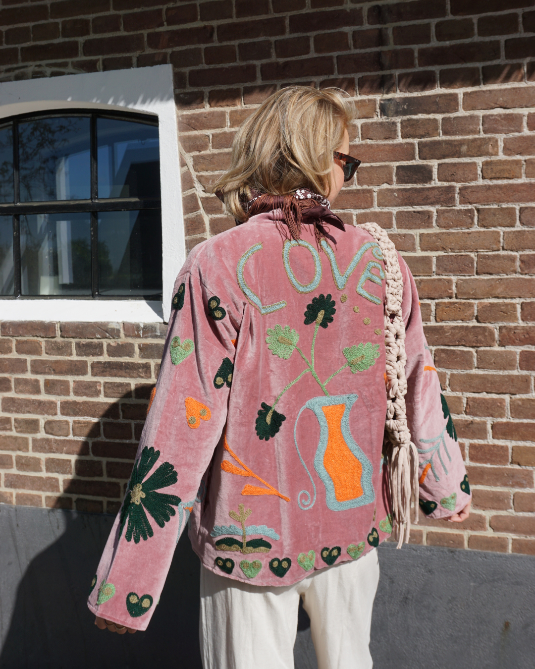 Suzani Velvet Jacket - Powder pink