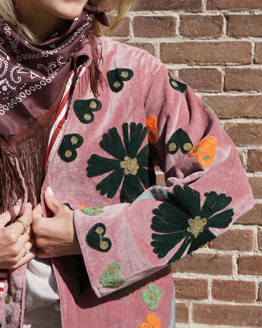 Suzani Velvet Jacket - Powder pink