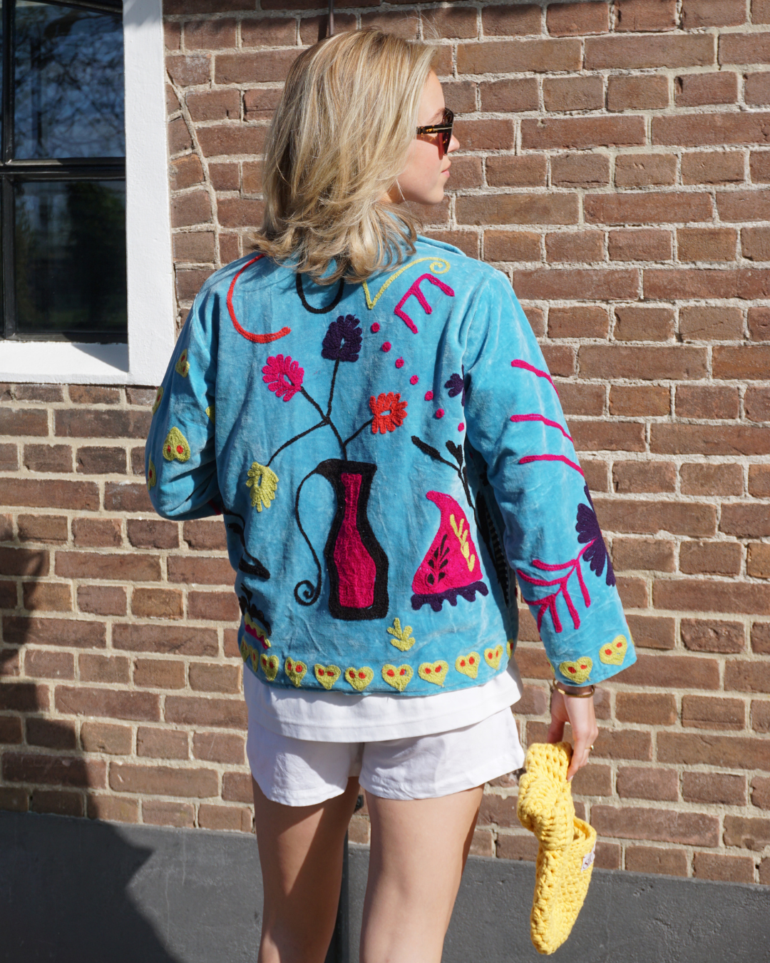 Suzani Velvet Jacket - Bright blue