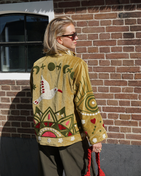 Suzani Velvet Jacket - Yellow Gold