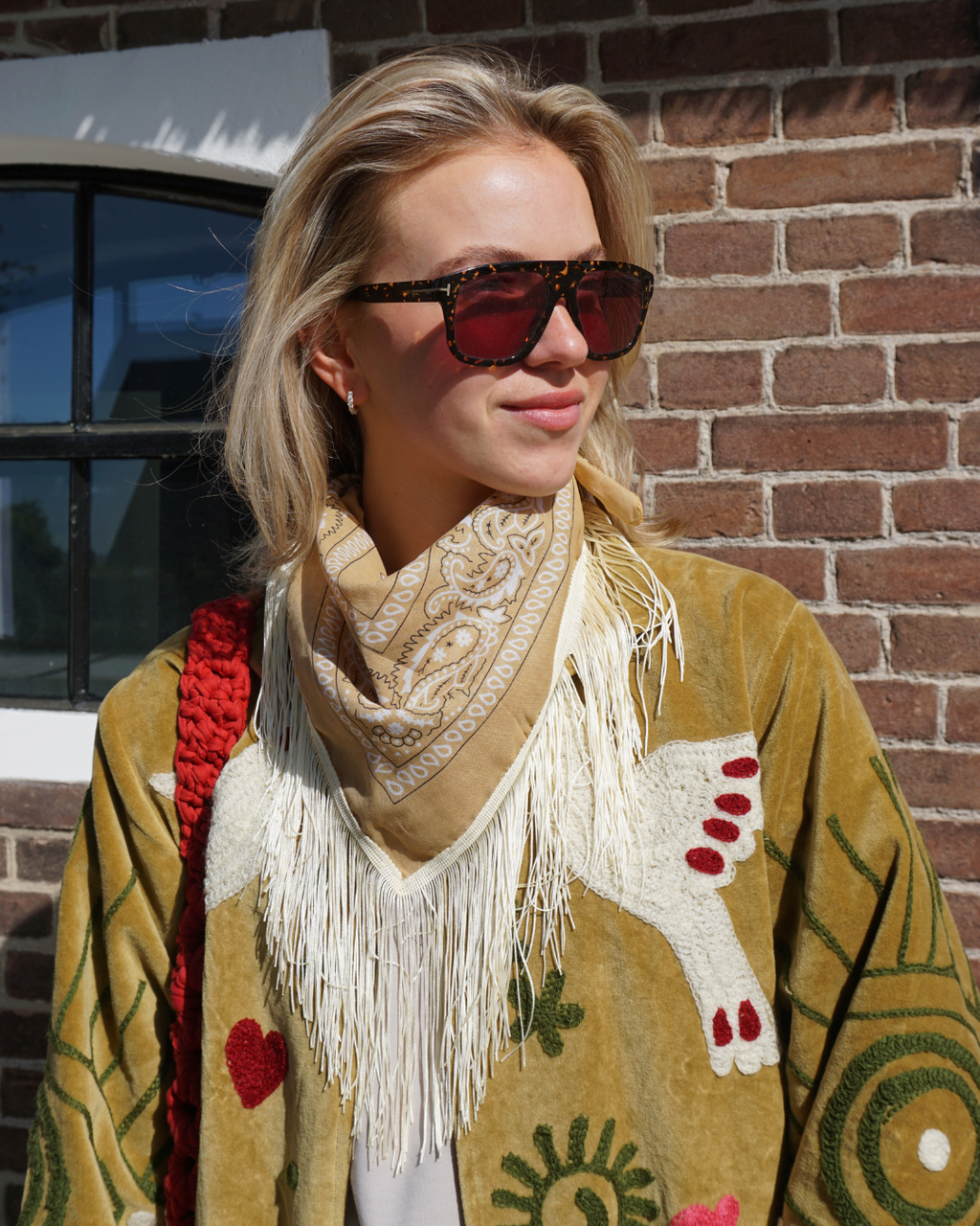 Nila Fringe bandana - Beige